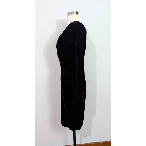 Black Rayon Velvet with Faux Button Up - Picture 3 of 7